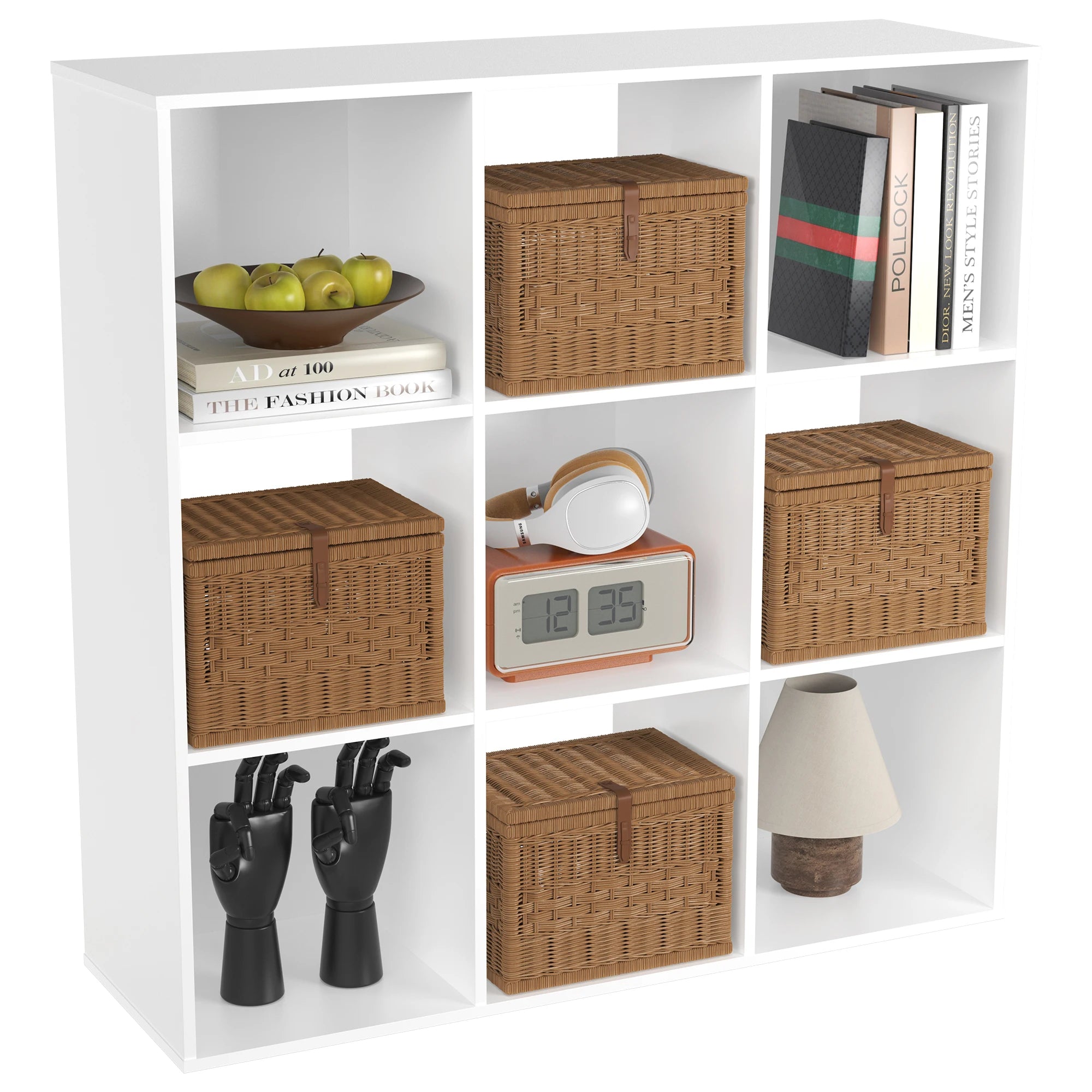 9 Cube Wooden Storage Organizer Shelf – Open Bookcase for Living Room & Home Office