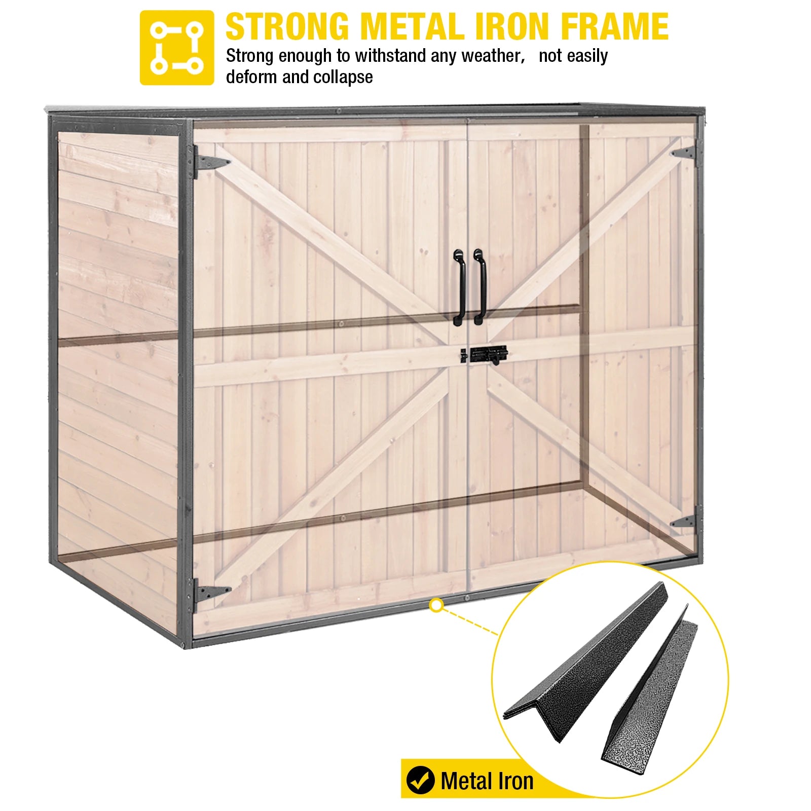 Outdoor Storage Shed | Strong Metal Frame|Storage Cabinet for Trash Cans and Yard Tools 4.2 ft. x 2.3 ft.