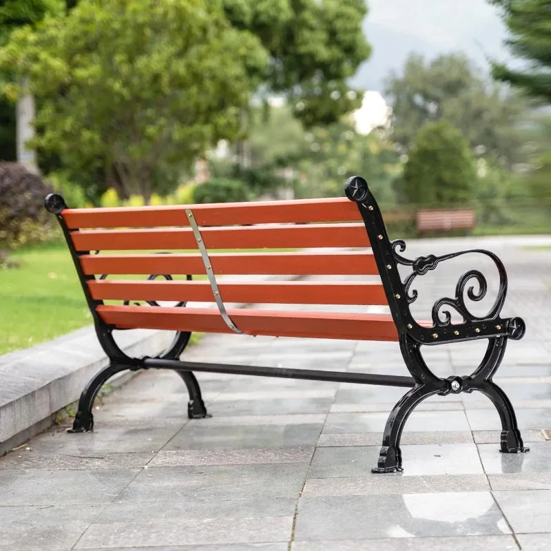 High Quality Outdoor Metal Bench Garden Park Chair with Environmental Protection Plastic Wood Wave Shape