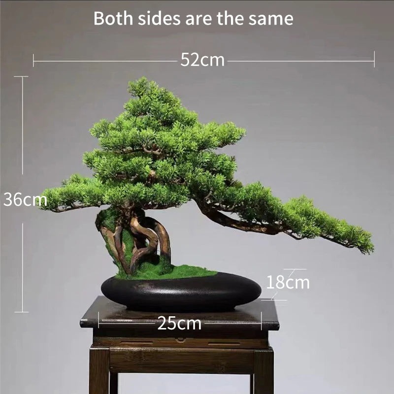 Simulation Welcome Pine Landscaping Decorations, Green Plant Bonsai Ornaments, Home, Living Room, Hotel, Porch Decoration