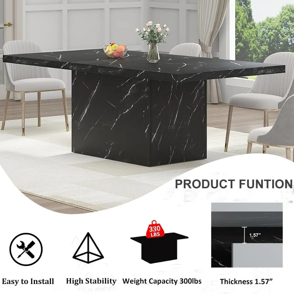 71-Inch Rectangular Faux Marble Dining Table for 6–8 – Modern Large Dining Room Table