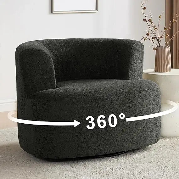 360° Swivel Accent Armchair – Lambswool Upholstered Lounge Chair