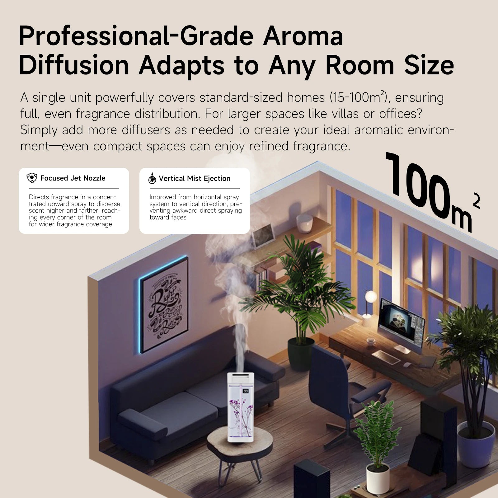 230ml Large Capacity Ultrasonic Aroma Diffuser,  (Desktop/Wall-Mount) Quiet USB Diffuser with 4-Setting Timer for Home, Hotel