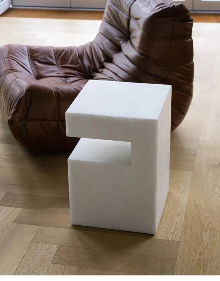 37x37x50CM Rosso Levanto Travertine Vintage Marble Side Table Nighstand Handmade Solid Natural Stone Coffee Table Desk