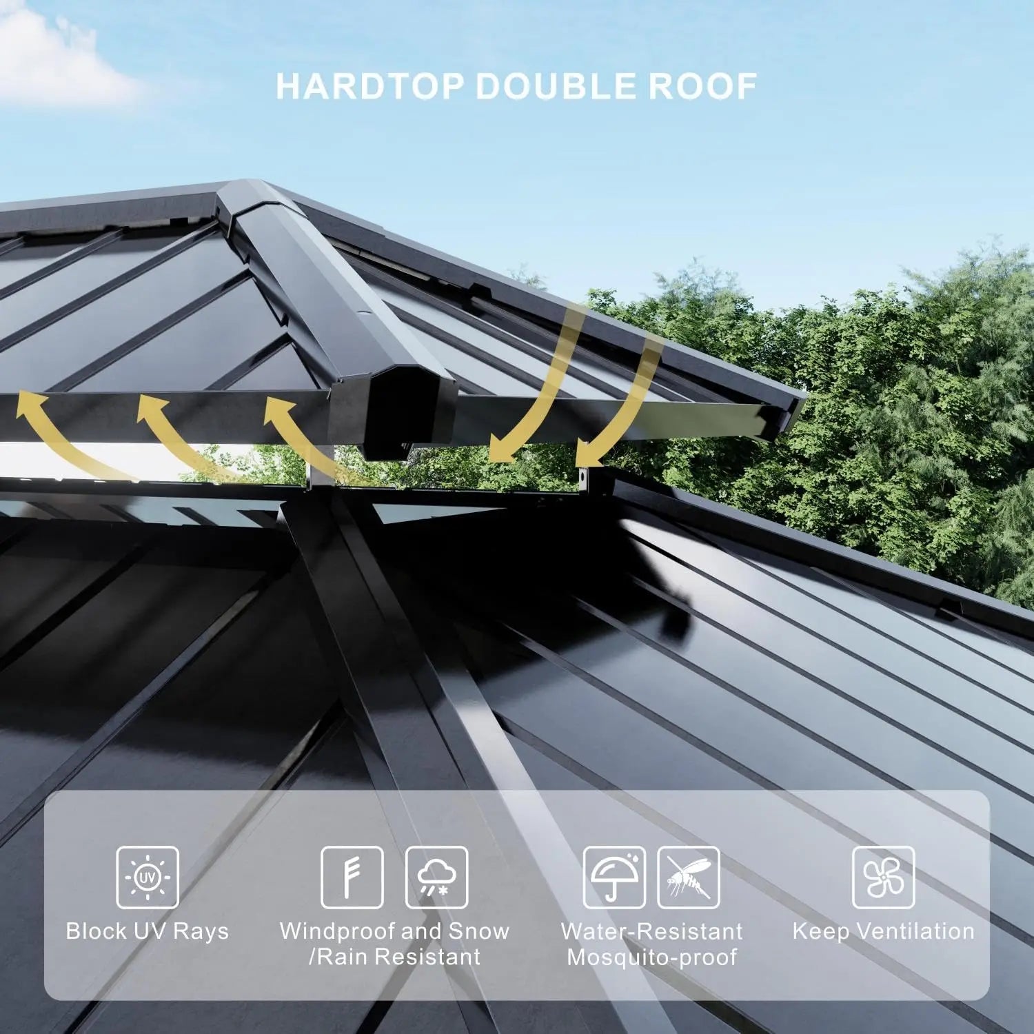 Hardtop Gazebo – 10 ft × 12 ft Aluminum Frame Outdoor Pavilion