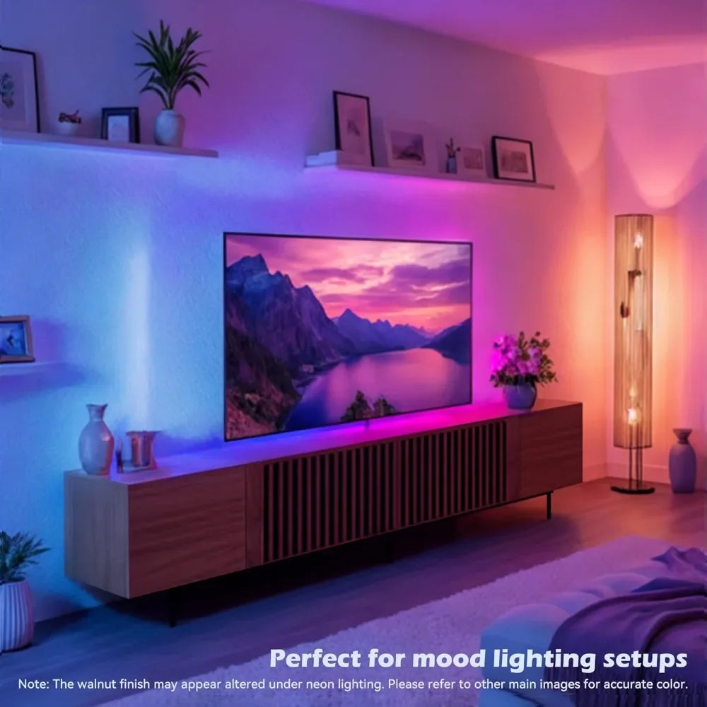 Modern Extendable Walnut TV Console for 75+ Inch Screens with Grille Doors And Drawers for Living Room And Bedroom