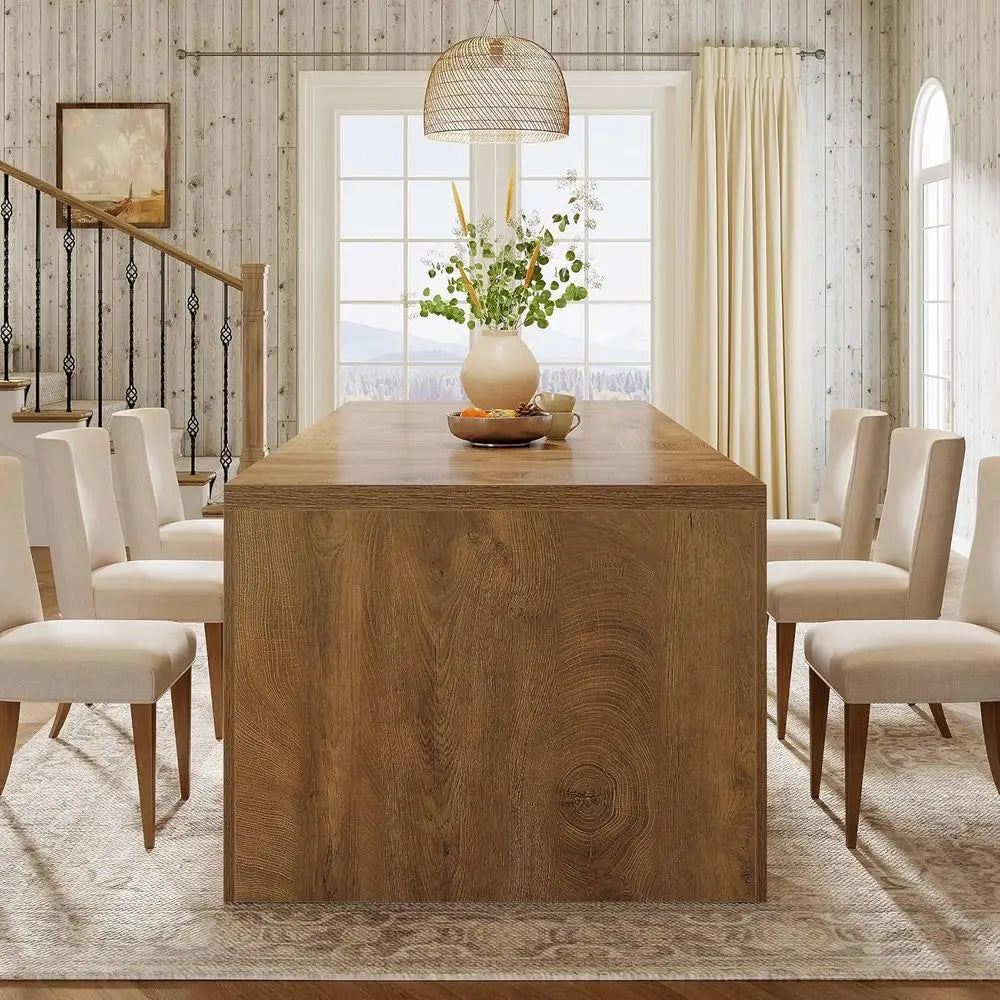 70.9-Inch Rectangular Wooden Dining Table for 6–8 – Sturdy Brown Dining Table