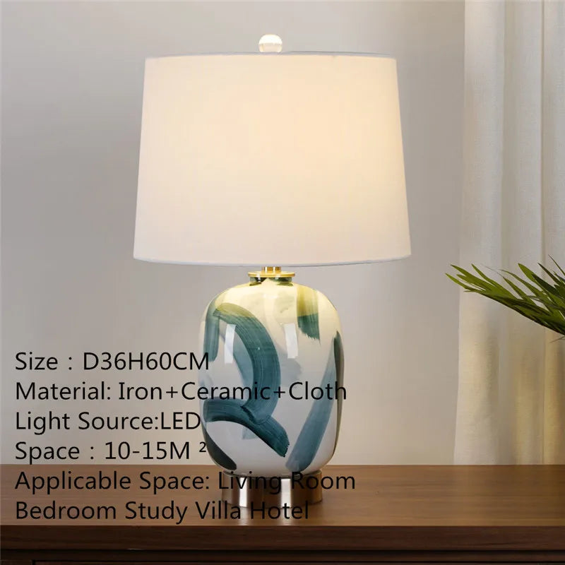Contemporary Luxury Ceramic Table Lamp LEDAmerican Retro Creativity Living Room Bedroom Study Villa Hotel Bedside Desk Light