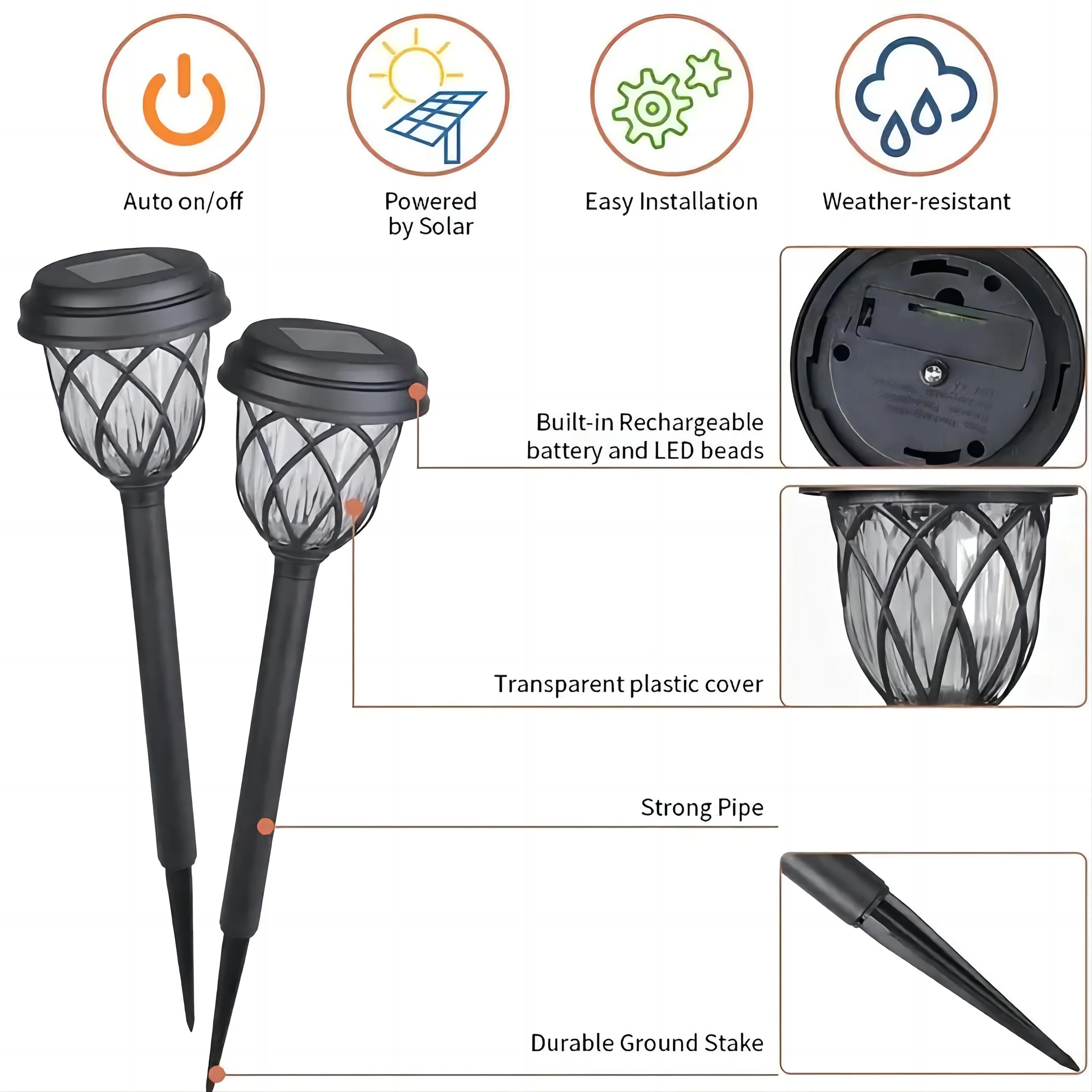 Solar Tube Landscape Lights – Outdoor Lawn Lights (10 Pack)