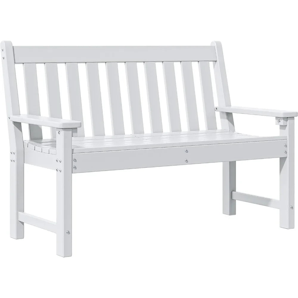 Garden Benches, All-weather Outdoor Benches for 2-3 People, Benches in The Park, Porch, Terrace, and Backyard (white)
