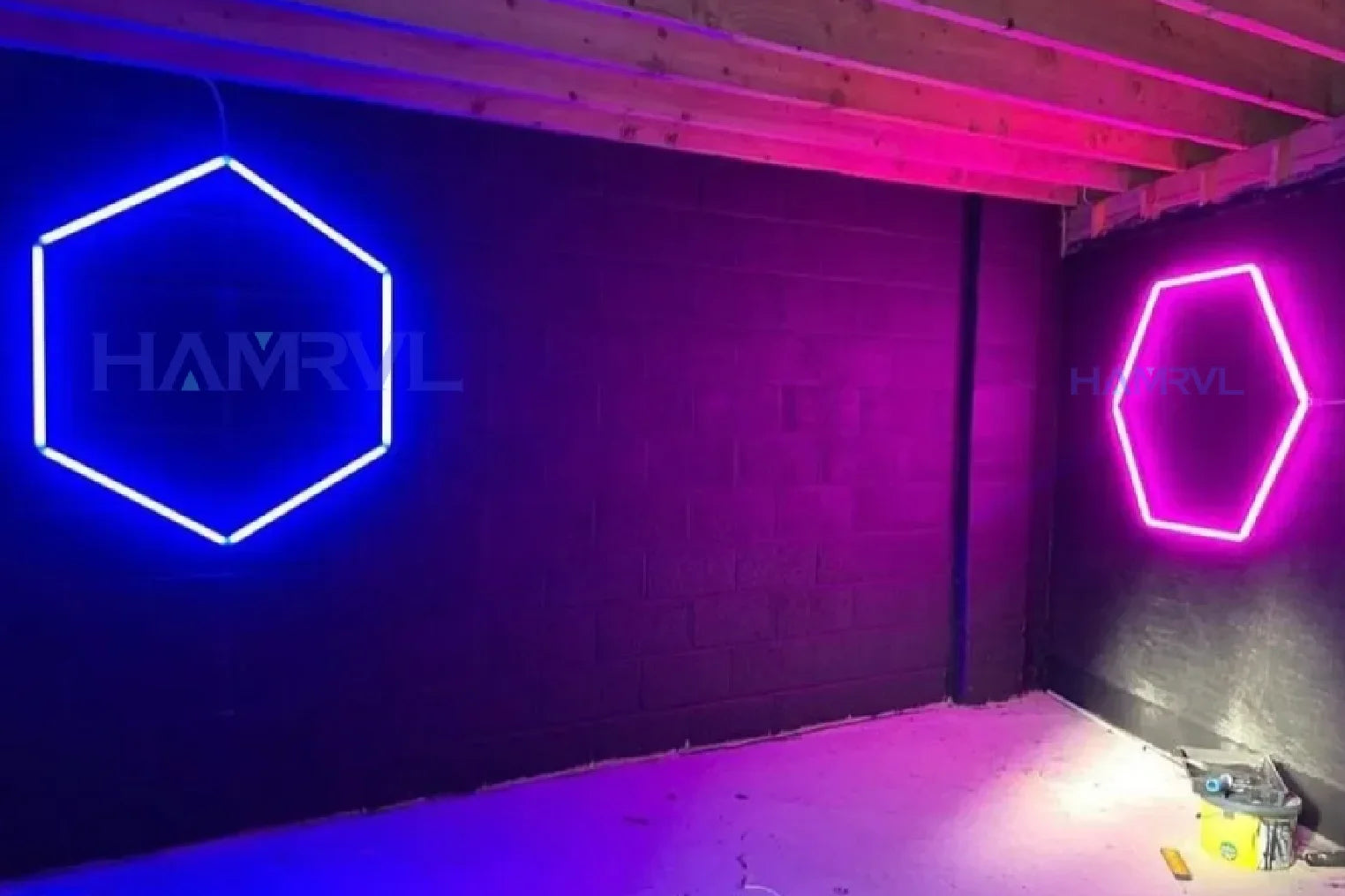 RGB Hexagon LED Garage Light - Hexagon panel light with multi changing music synchronization suitable for gym gaming room party
