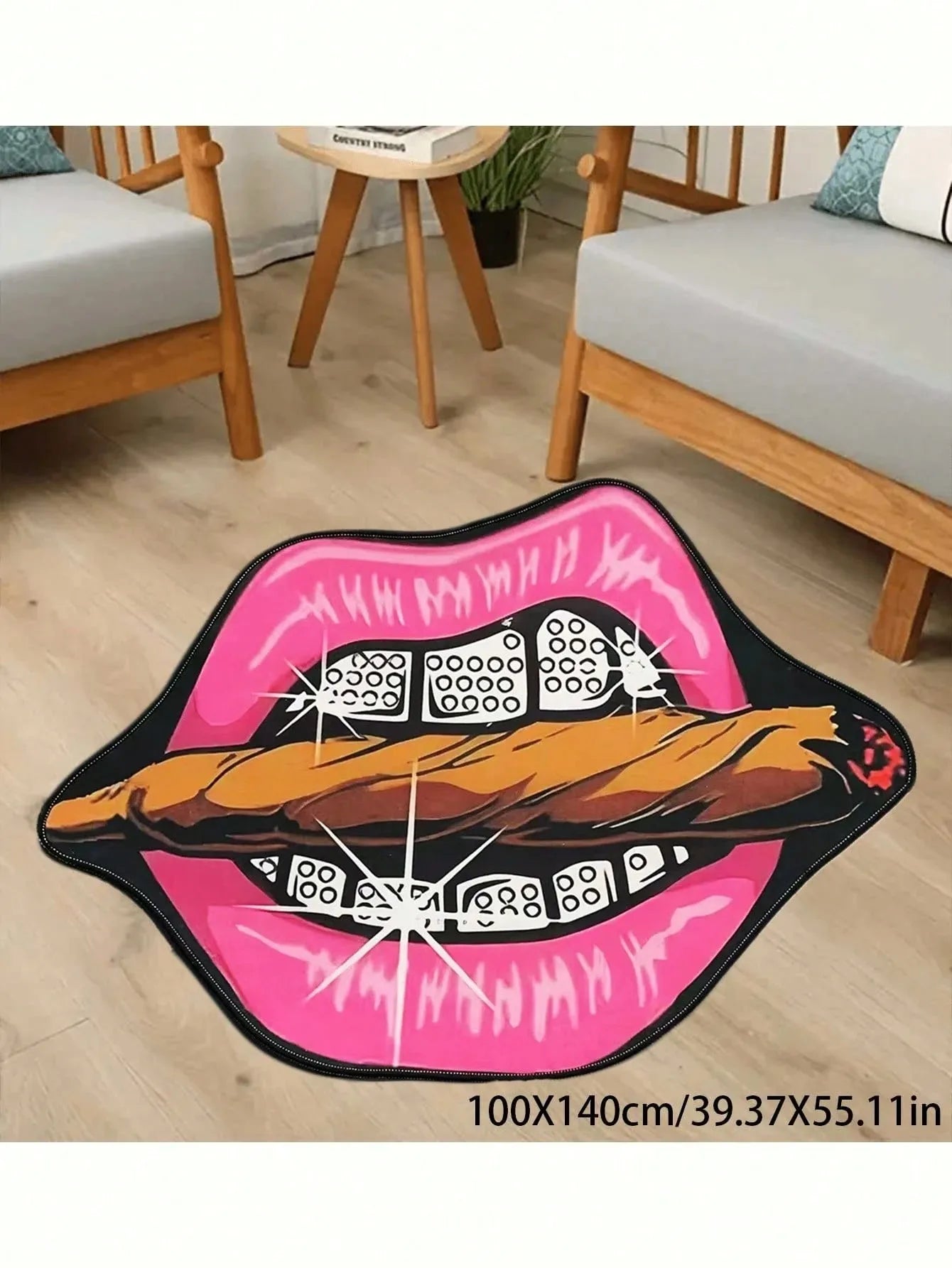 Creative Pink Lip Carpet Durable and Wear-Resistant Home Decor Bedside Rug Bedroom Entrance Doormat Home Decor Carpet