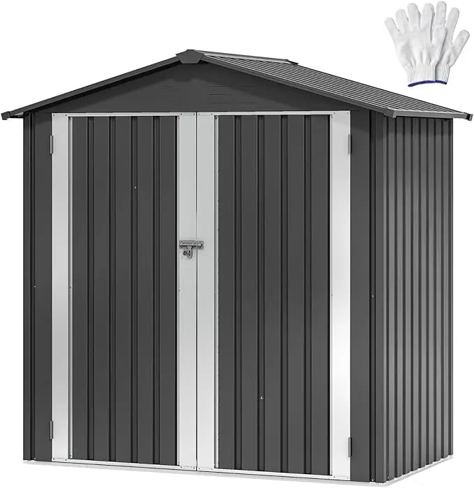 Outdoor Storage Shed 6x4ft - Weatherproof, Lockable, and Ventilated for Garden Tools and Equipment