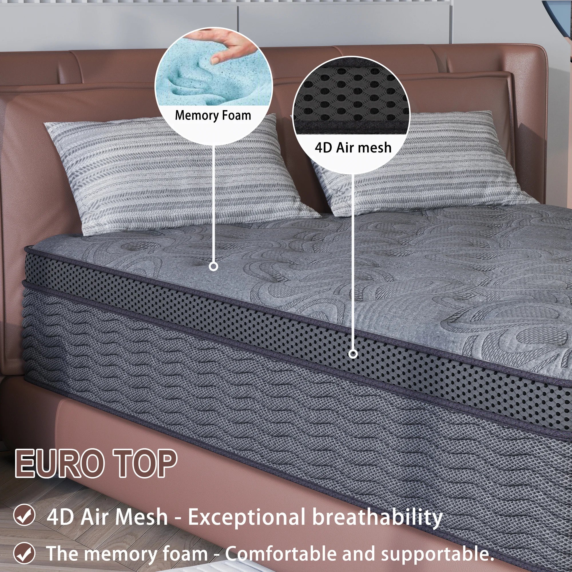 9"12"14" Twin Full Queen King Size Mattress in a Box Hybrid Spring Memory Foam,Euro Top Mattresses Medium Firm for Motion Isolat
