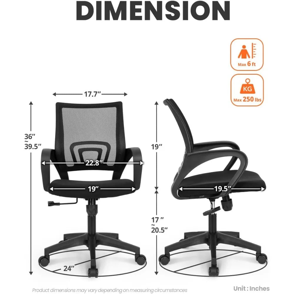 Ergonomic Mid-Back Mesh Office Chair with Adjustable Height and Lumbar Support for Comfortable Swivel Seating