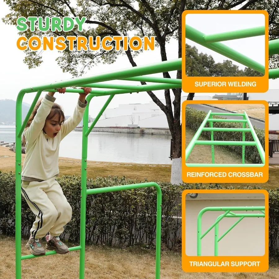 Outdoor Monkey Bar Set – Metal Climbing Frame & Gymnastics Bars for Backyard Play