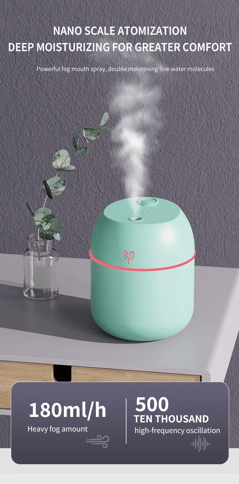 200ML Air Mini Humidifier Portable USB Aroma Essential Oil Diffuser Car Purifier Mist Maker LED Lamp Lighting For Home Bedroom