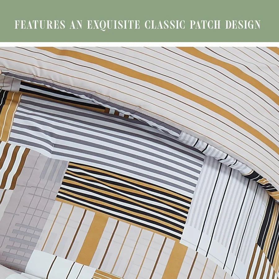 8-Piece Animal Print Patch Reversible Comforter Set – All-Season Bed in a Bag with Smart Pocket Sheets