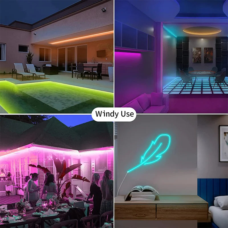 TUYA Neon LED Strip Lights 5V 72LEDs/M Silicone Neon Rope Light with Music Sync RGBIC Dreamcolor Chasing Strip Tape for Room