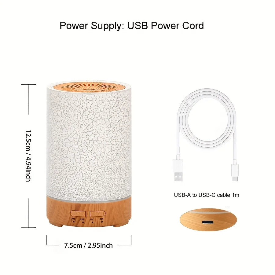 150ml Crack Design Essential Oil Diffuser USB Powered with  7 Color LED Lights Ultrasonic Air Humidifier for Living Room  Office