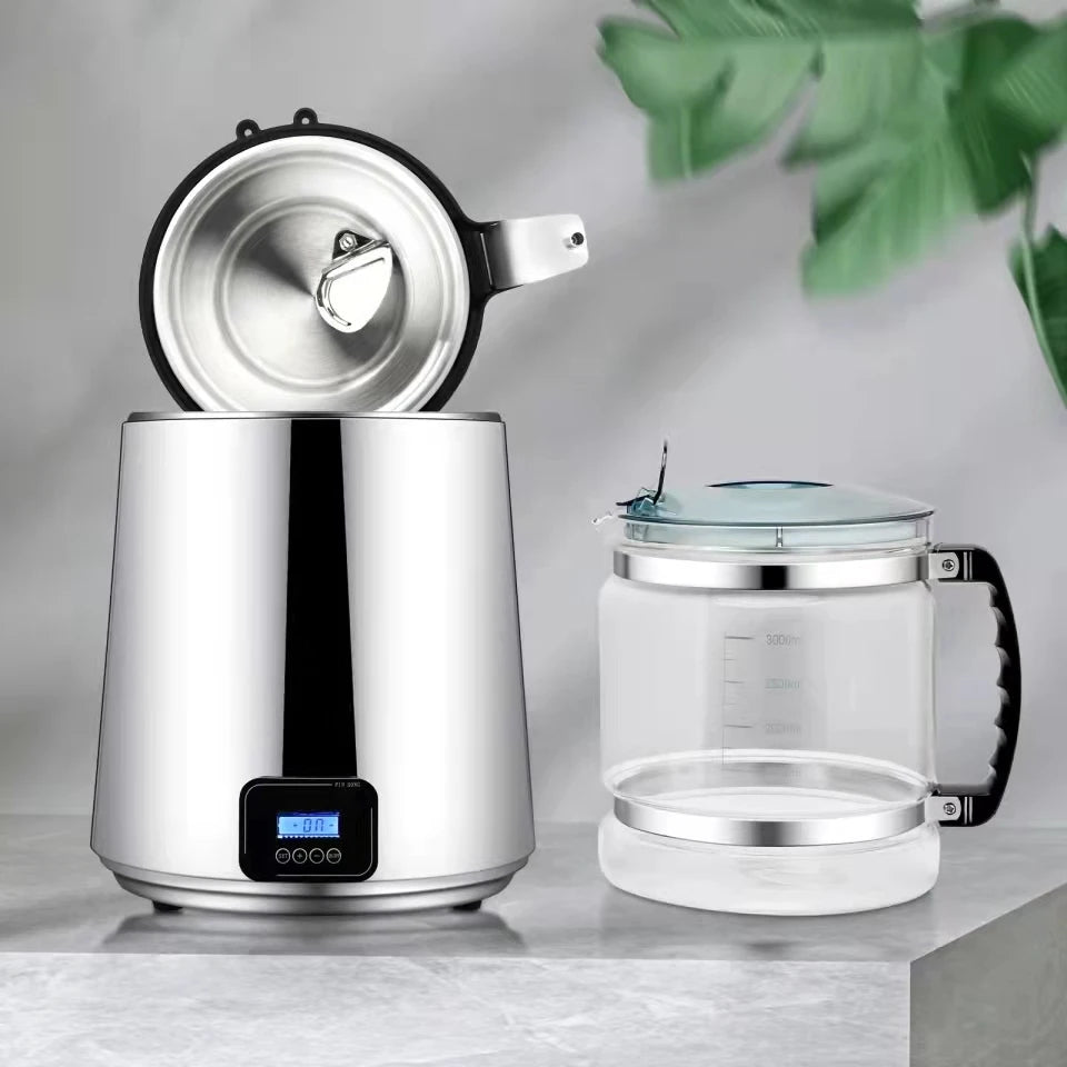 4L Water Distiller Machine – 750W Stainless Steel with Glass Container