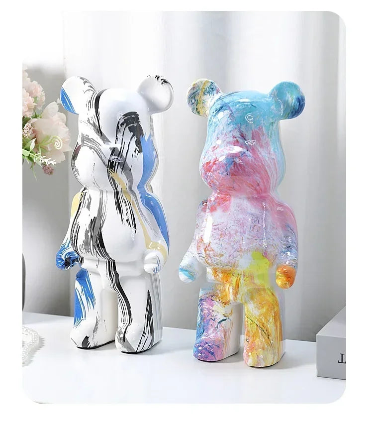 Aesthetic Bear Figure Resin Nordic Bear Statue Figurine Sculpture Luxury Livingroom Decoration Home Ornament Desk Accessories