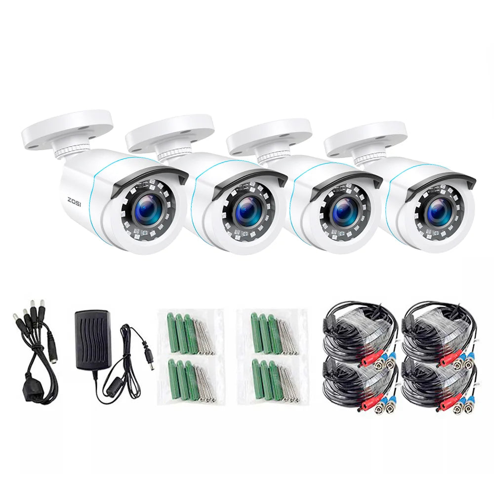ZOSI 1080P HD Bullet Security Cameras – 4-Pack (Indoor / Outdoor)