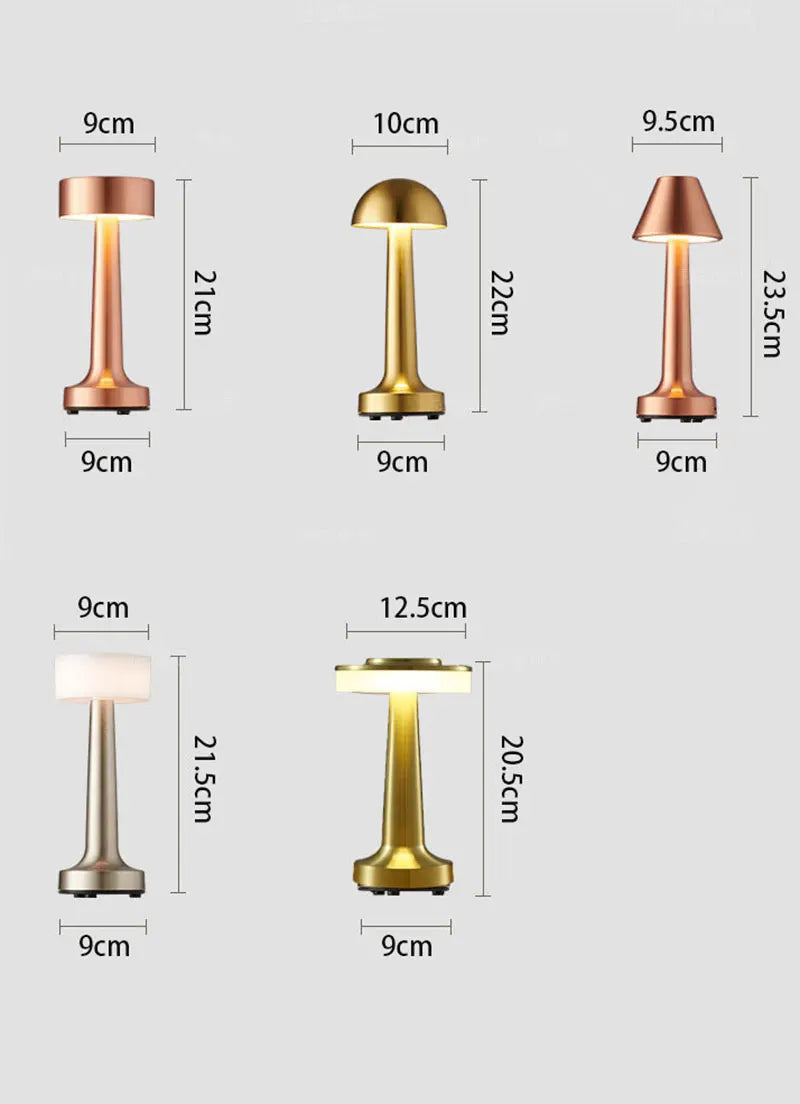 Retro Table Lamp Metal Touch Decor for Bar Coffee Table Restaurant Decoration Light Desk LED Rechargeable Night Lights Bedroom