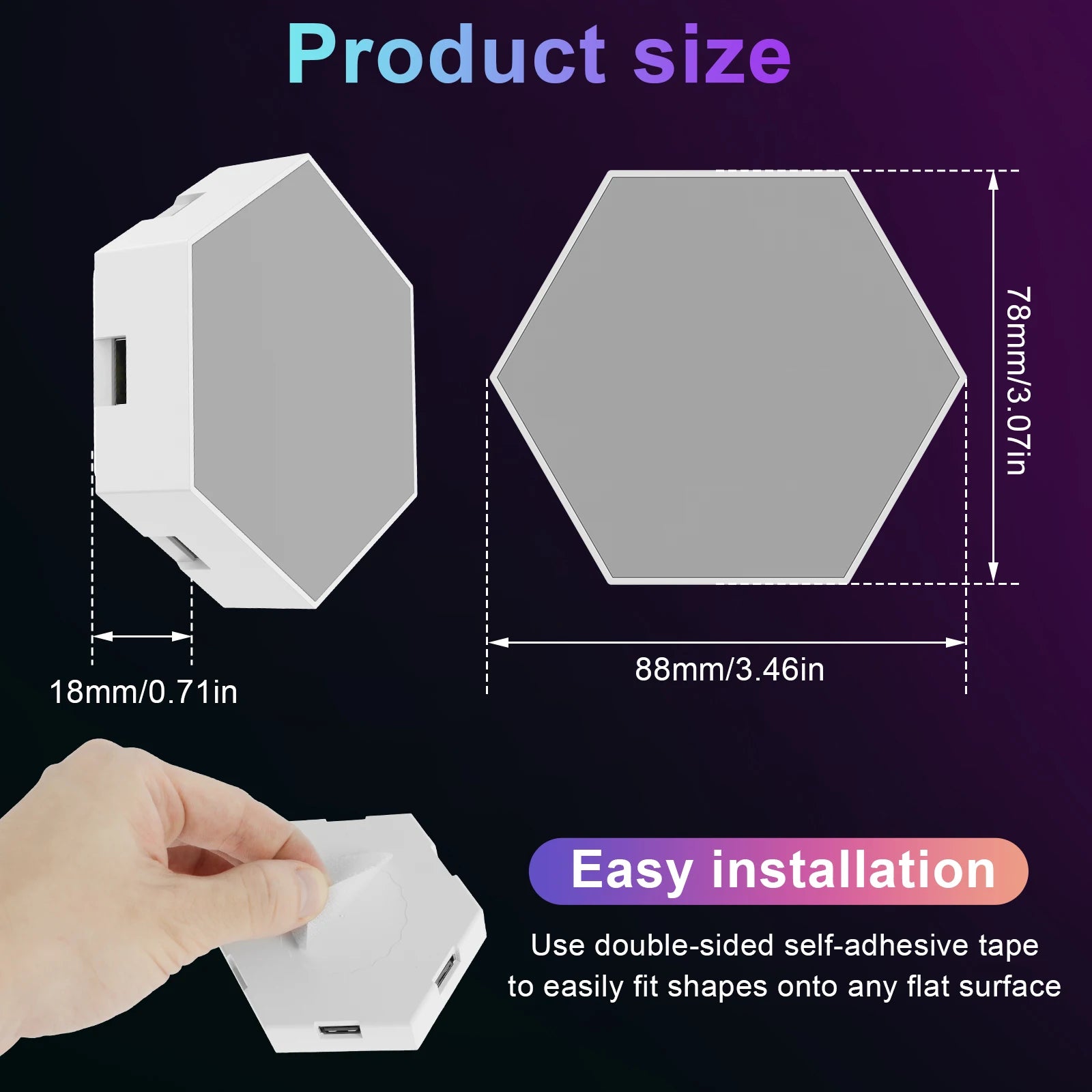 8/10/12 Pcs Hexagon LED Lights Modular DIY Hexagon Wall Light APP and Remote Control Smart RGB Gaming Light for Bedroom