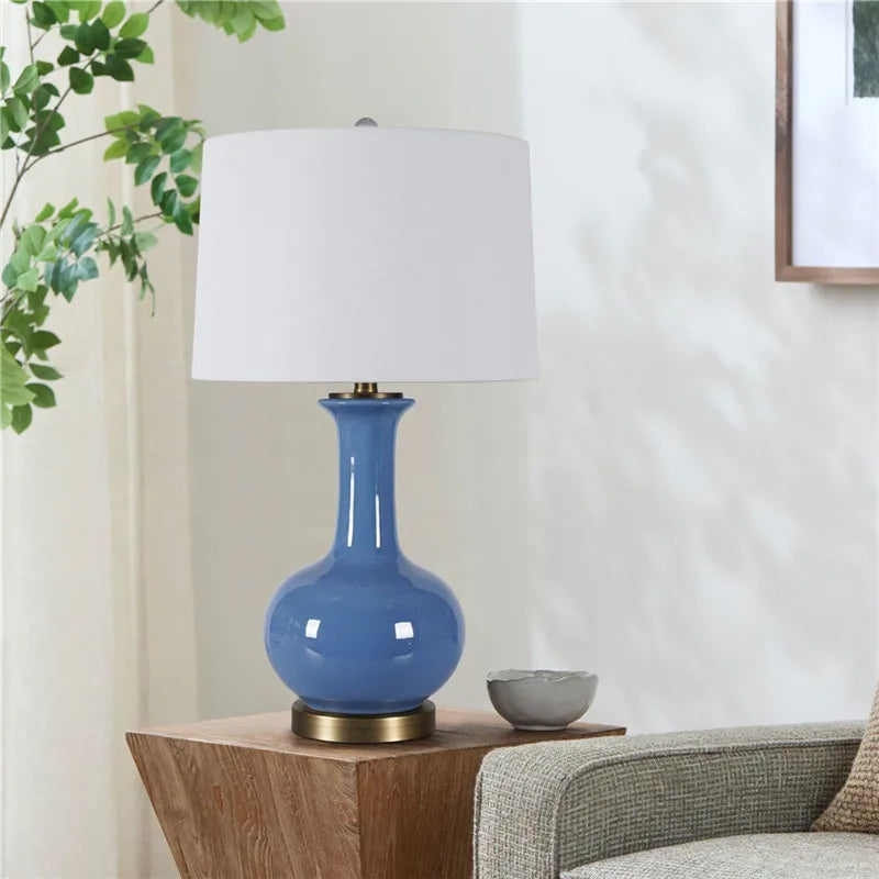 Contemporary Luxury Ceramic Table Lamp LEDAmerican Retro Creativity Living Room Bedroom Study Villa Hotel Bedside Desk Light