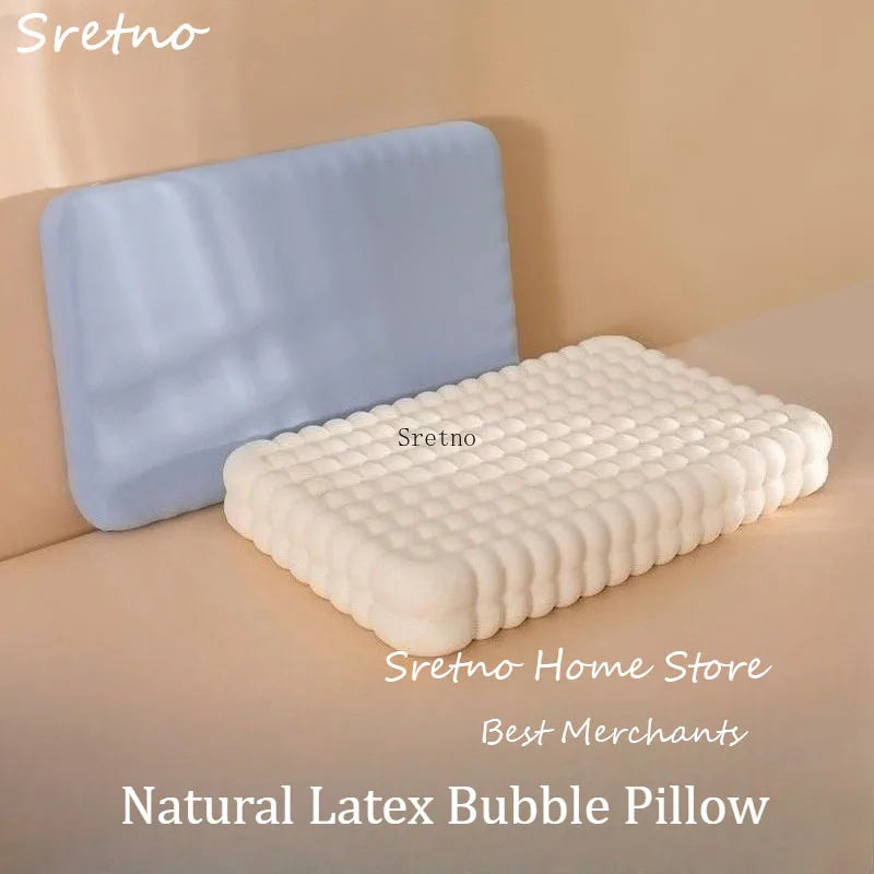 SRETNO Natural Latex Neck Pillow 2026 New Bubble Pillow for Home Use, Cervical Protection Sleep Aid for Adult Rubber Pillow Core