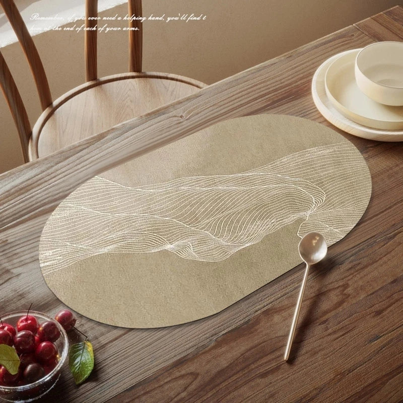 Oval Kitchen Placemats Faux Leather Table Coffee Mats Oil-Proof Waterproof Kitchen Place Mats Dining Home Kitchen Table Decor