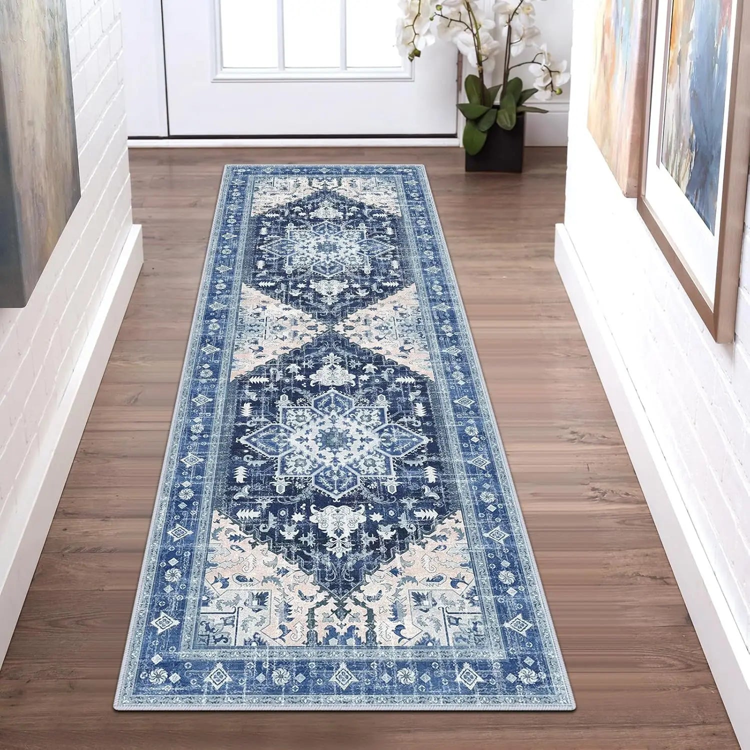 VIKAMA Hallway Runner Rugs Non Slip Machine Washable Carpet for Kitchen Entryway Living Bedroom Laundry Room Home Decoration