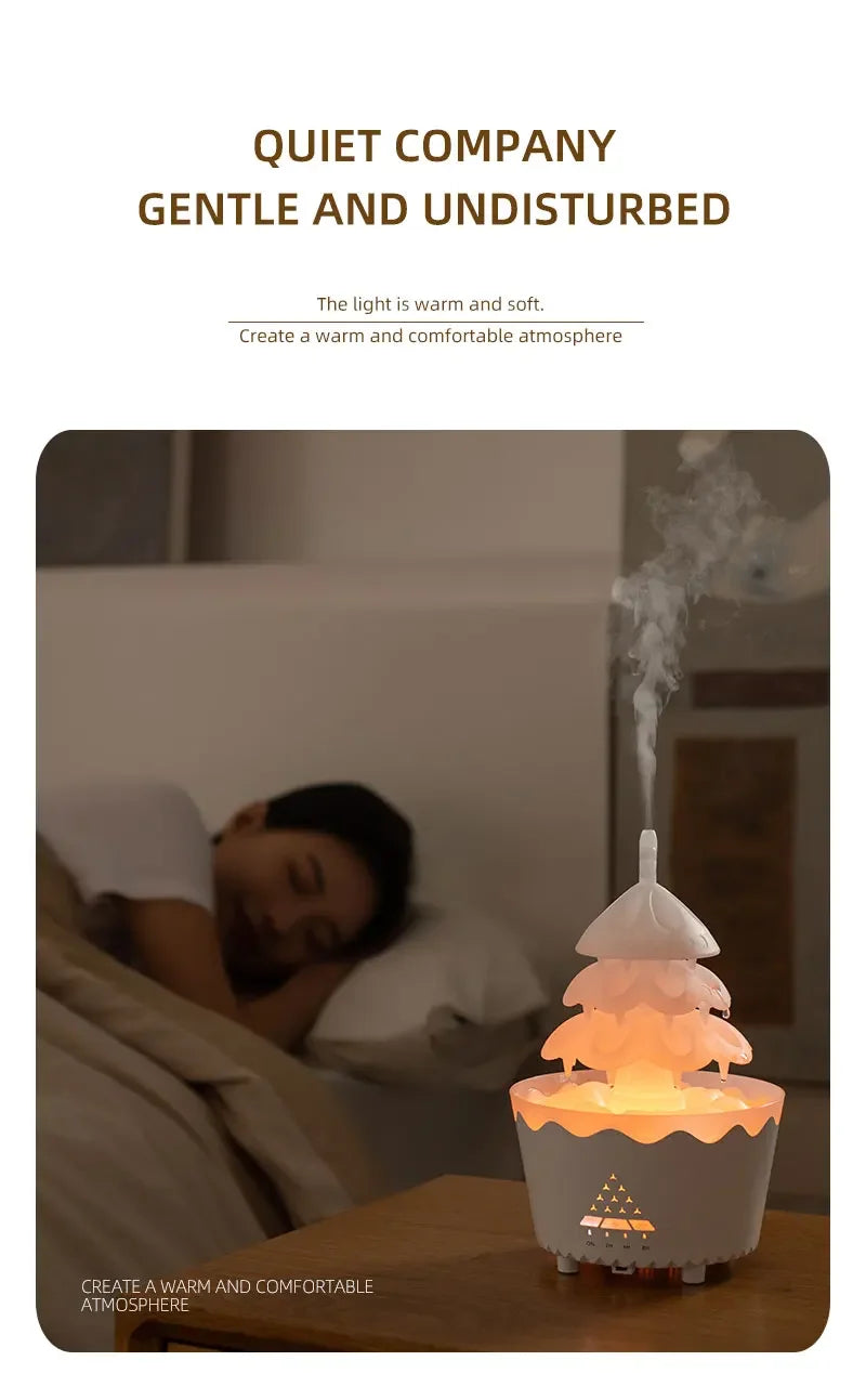 Lucky Tree Aromatherapy Diffuser Water Drip Raindrop Air Humidifier Rain Cloud with Remote Control for Christmas Gift