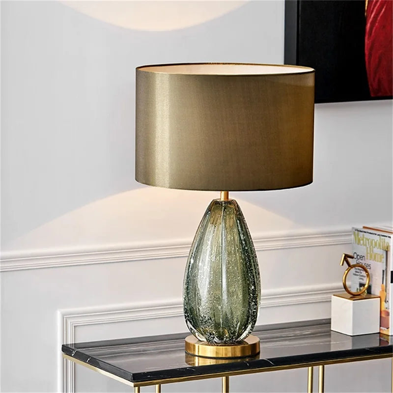 Modern Decorative Table Lamp Green Bedside LED Desk Light for Home Bedroom Living Room Office Study Hotel