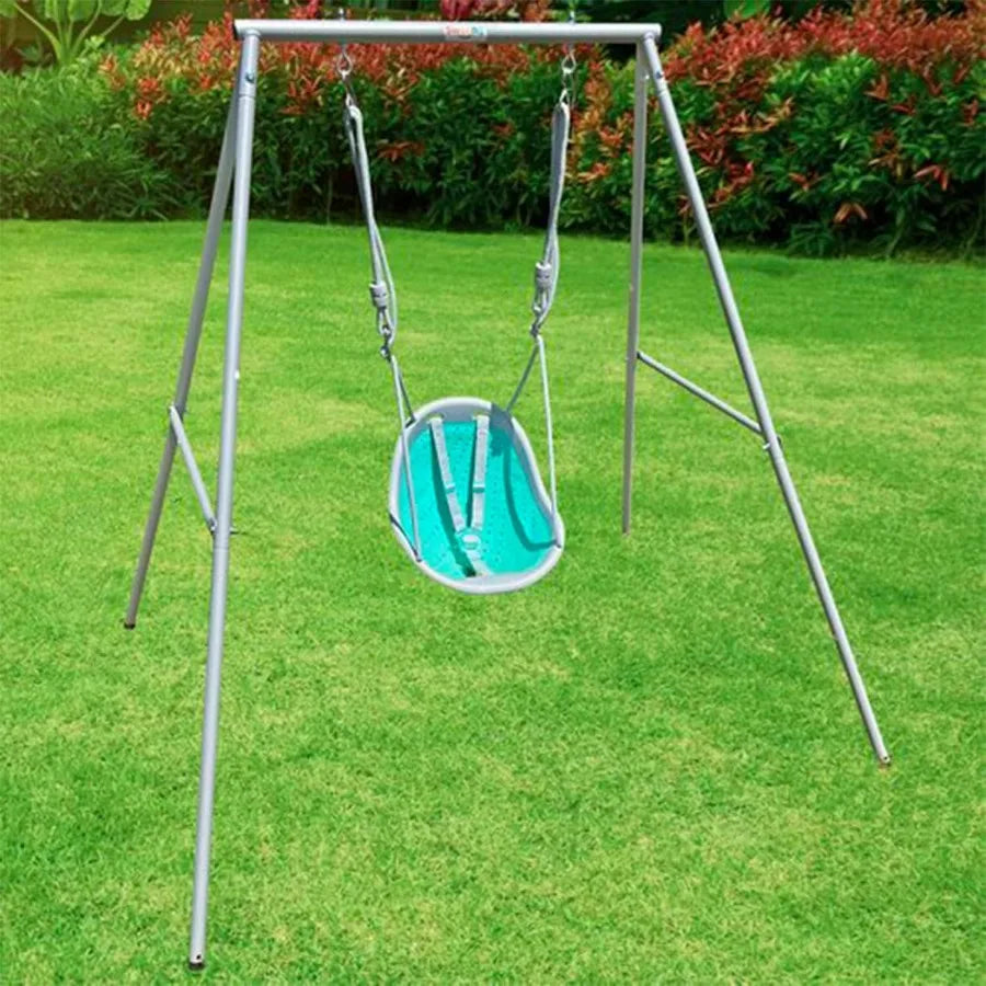 Sweeng Child Swing with Frame – Portable Outdoor Backyard Play Set (Aqua)