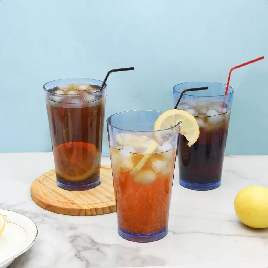 Unbreakable Plastic Drinking Glasses [Set of 6] Shatterproof Tumblers Reusable Glass Cups Dishwasher Safe 16 Ounces