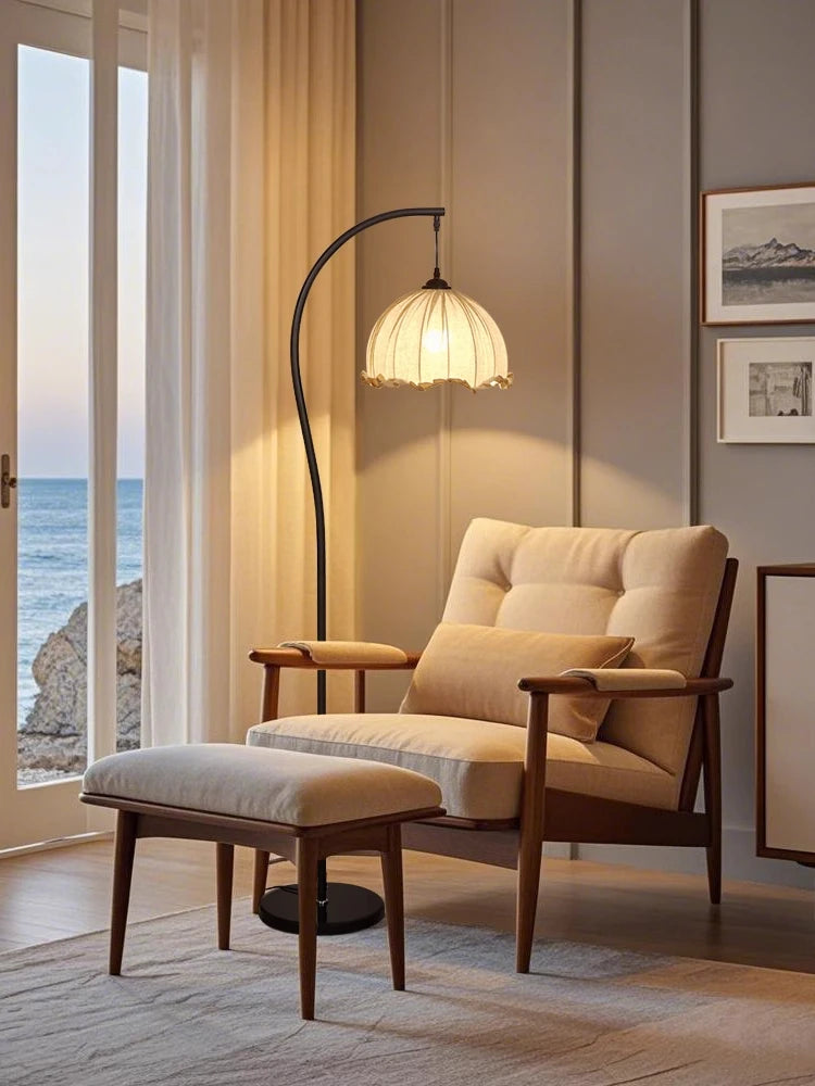 Nordic Linen Fabric Led Floor Lamps Living Room Sofaside Atmosphere Lights Home Lighting Bedroom Bedside Lustre Lamp Fixtures