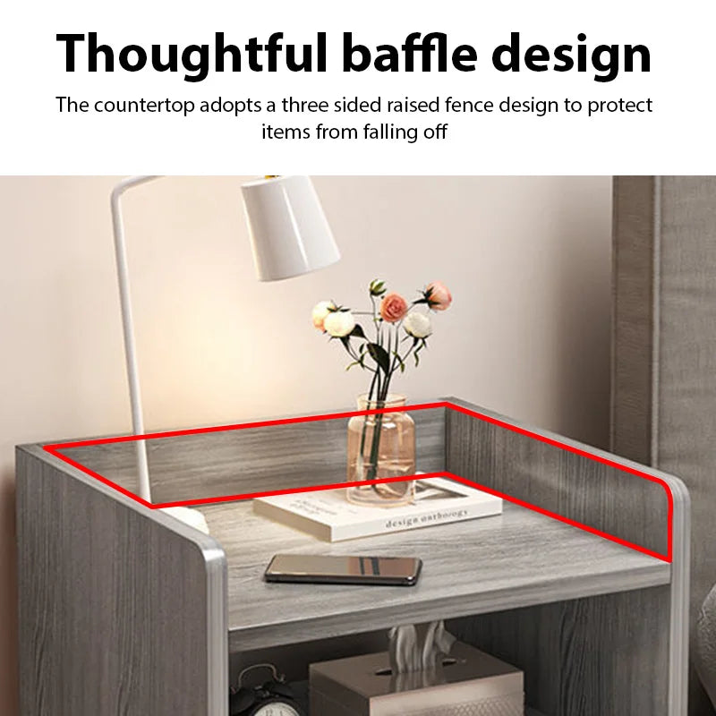 Bedroom Bedside Table with Drawer Storage Nightstand Living Room Sideboard Furniture Multi-Layer Storage Cabinet Small Desk