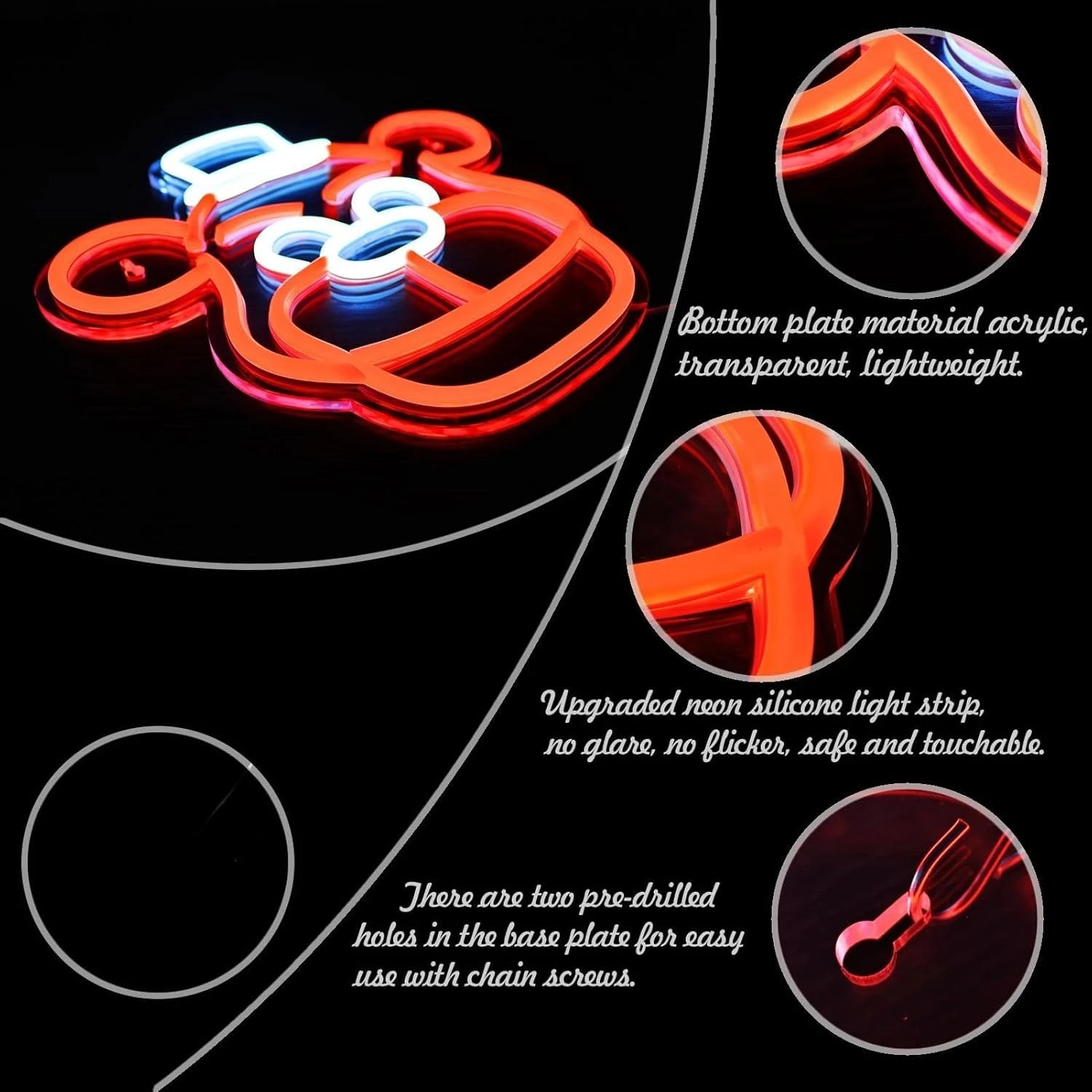 Cute Bear Neon Sign USB Dimmable LED Neon Light for Bedroom Game Room Man Cave Birthday Party Home Decoration Christmas Gift