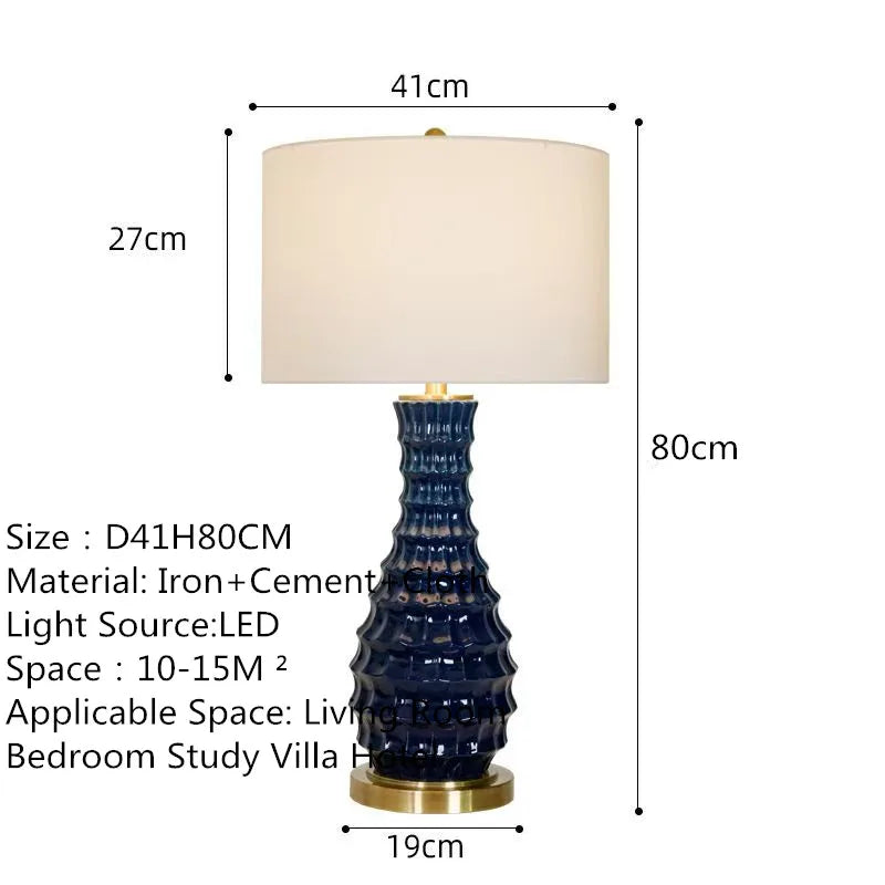 Contemporary Luxury Ceramic Table Lamp LEDAmerican Retro Creativity Living Room Bedroom Study Villa Hotel Bedside Desk Light