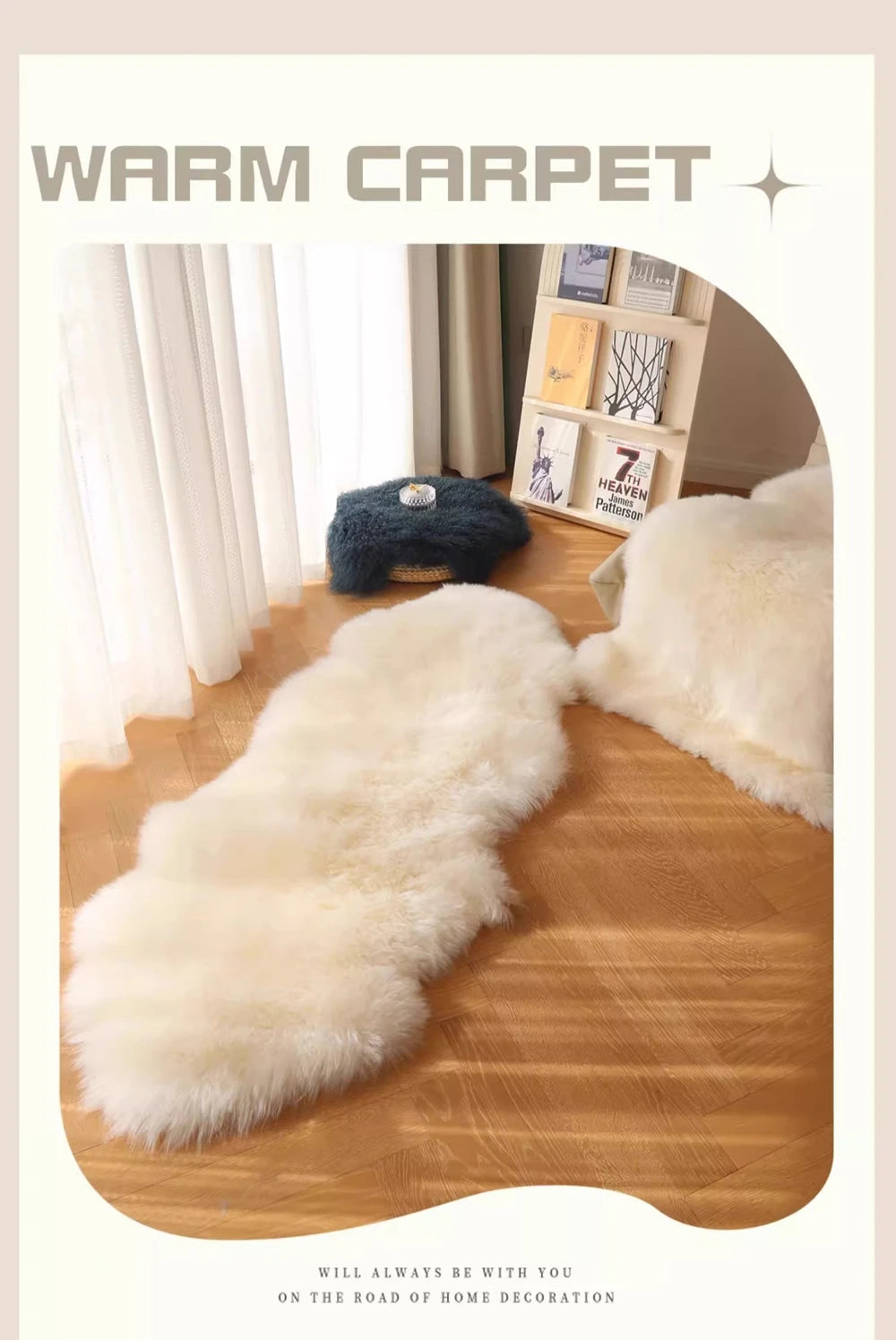 Long Strip Carpet Fluffy Soft Faux Fur Plush Bedroom Bedside Carpets Girl's Room White Home Decoration Rugs Furry Chair Cushion