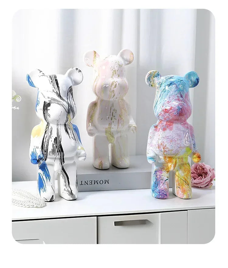 Aesthetic Bear Figure Resin Nordic Bear Statue Figurine Sculpture Luxury Livingroom Decoration Home Ornament Desk Accessories