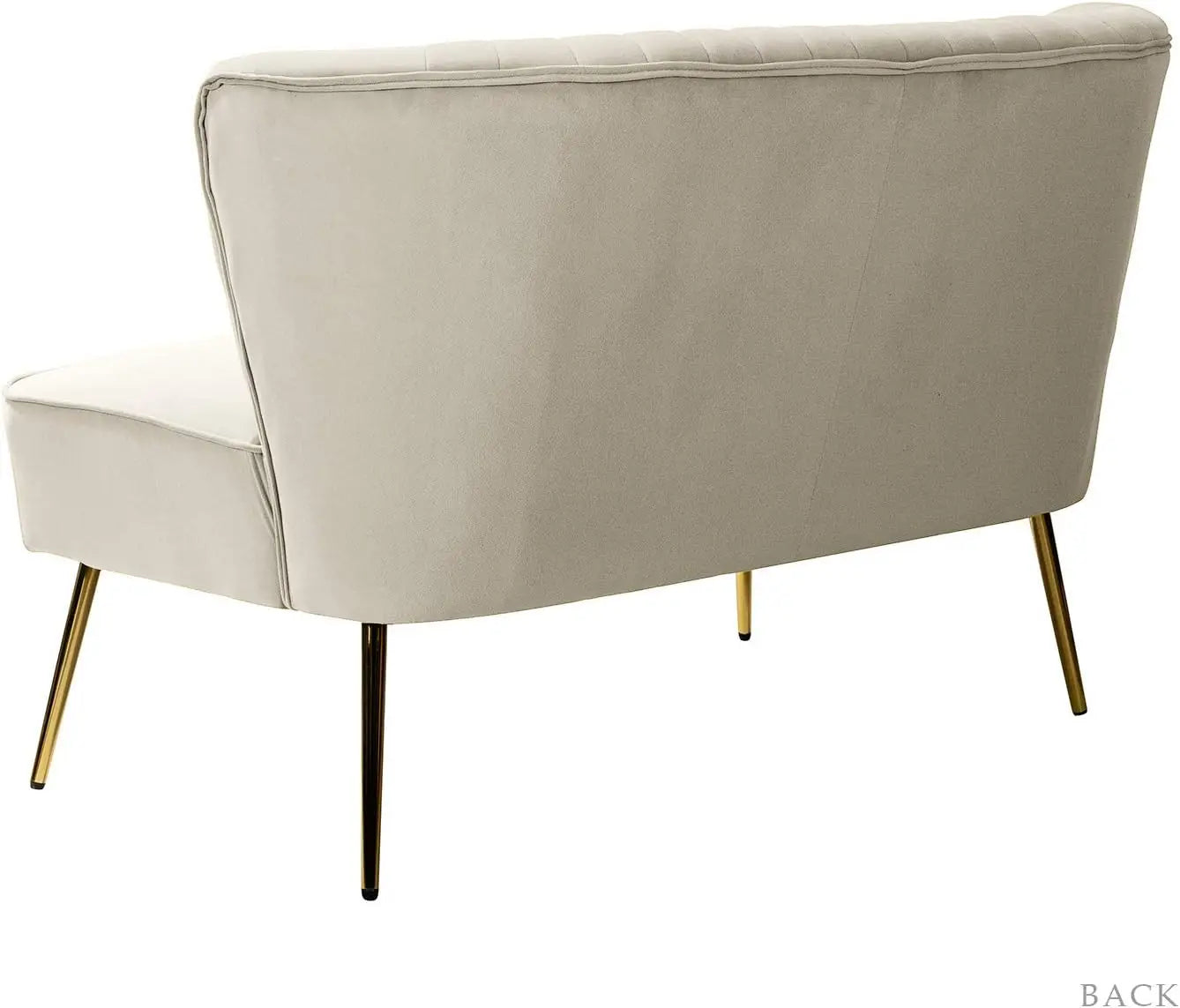 Contemporary Velvet Loveseat Sofa, Tufted 2-Seat Couch with Metal Legs, TAN