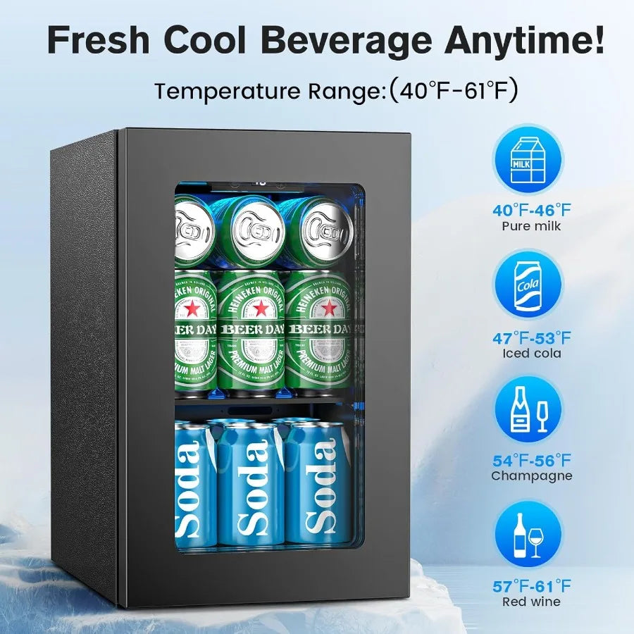 24 Cans Beverage Refrigerator Cooler Mini Fridge Countertop Drink Cooler for Soda Canned Beer Adjustable Digital Temperature Co