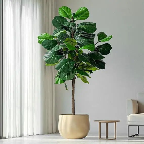 6-Foot Tall Artificial Fiddle Leaf Ficus Lyrata Tree with Pot for Home Living Decor