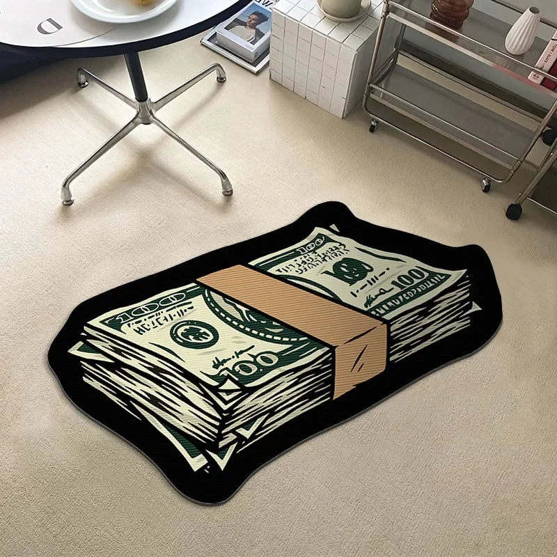 Creative  Money Shaped Carpet Personality Imitation Money Rug Dollar Rug for Bedroom Irregular  Art Floor Mat Door