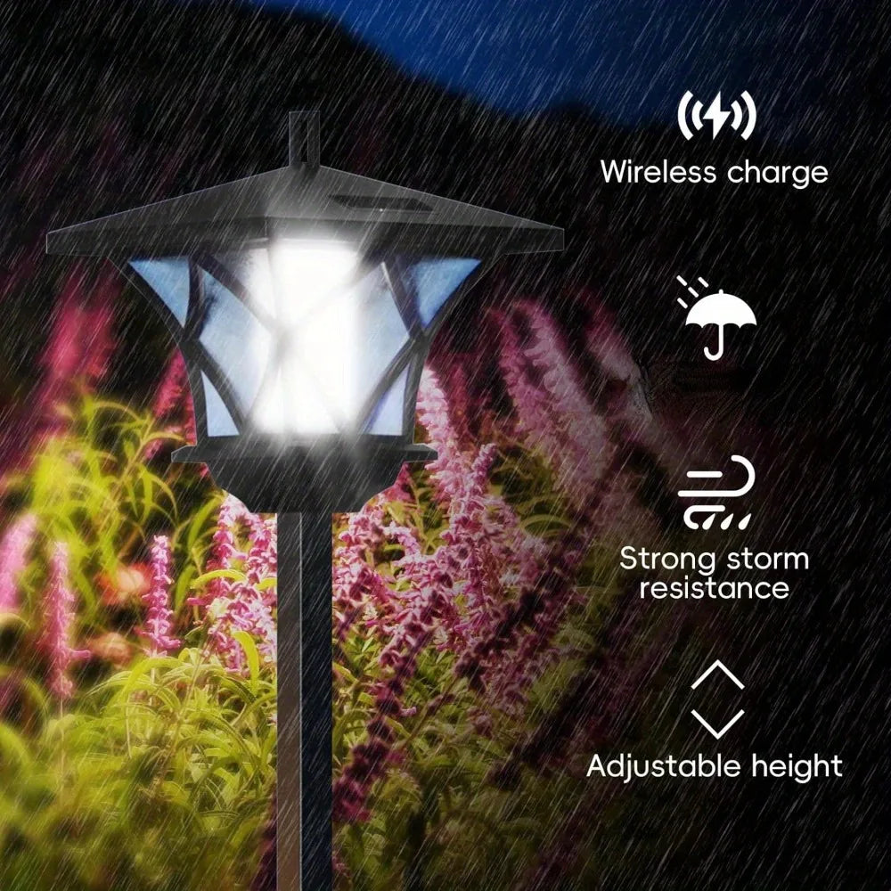 59'' Solar Lamp Post Light, Outdoor Solar Lamp Post Lighting, Aluminum Retro Black Light Pole