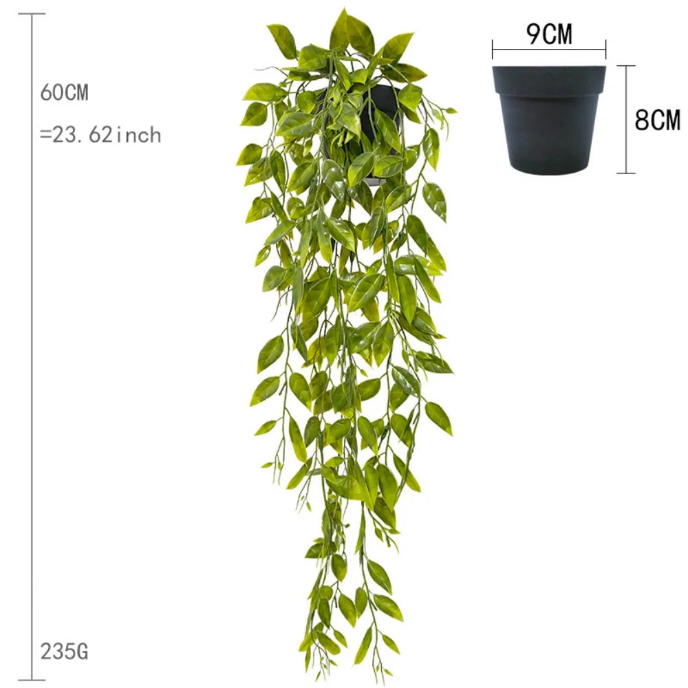 Artificial Plant Wall Hanging Fake Plants Green Leaf Flower Decor Room Simulation Bonsai Home Decoration Hotel Party