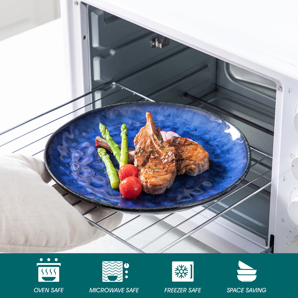 vancasso Starry Blue Reactive Glaze Dinnerware Set – 16, 32, or 48 Piece Ceramic Tableware Collection